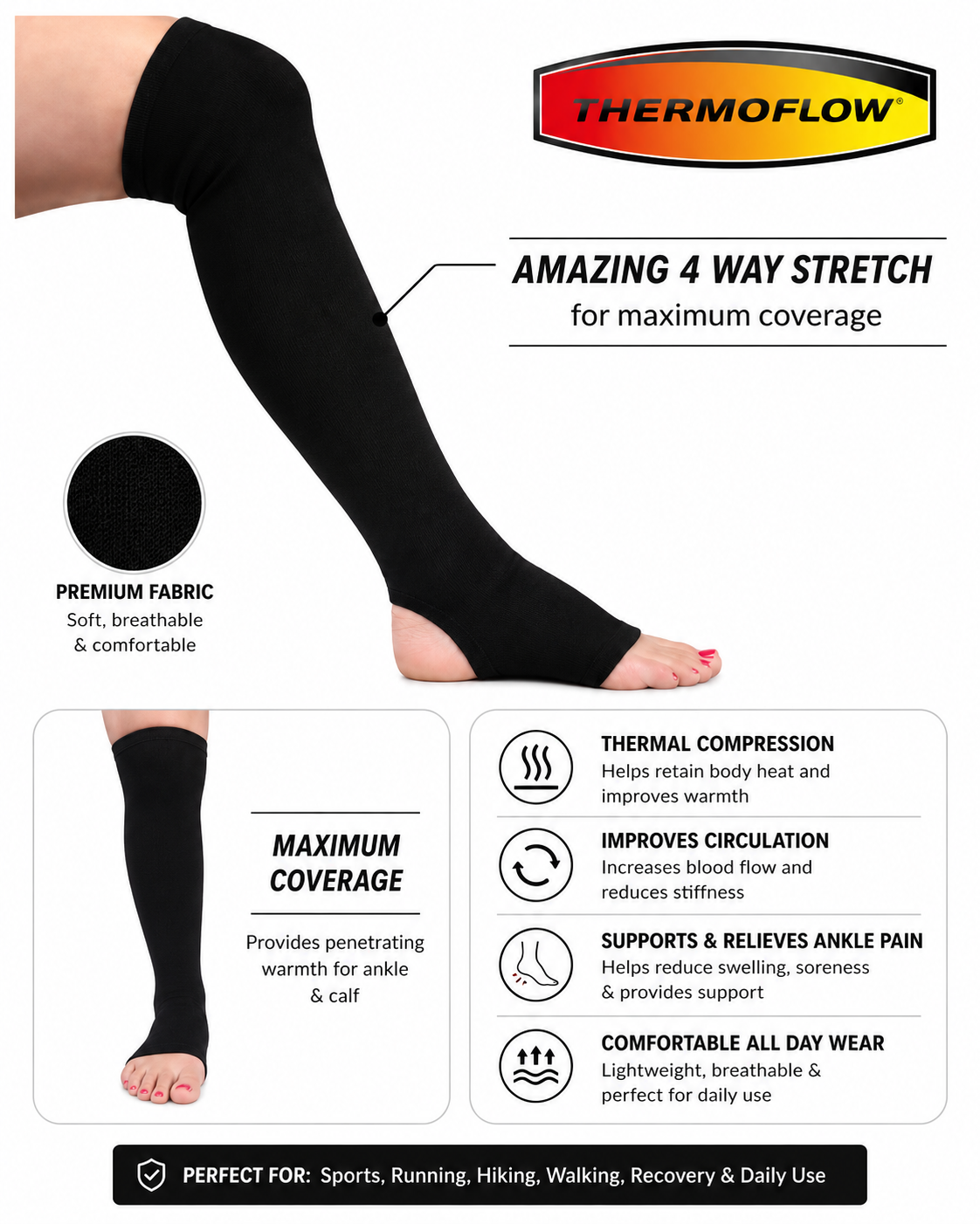 Thermoflow Calf & Ankle (Long Anklet) Far Infrared Functional Sleeve